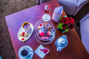 Valentine day celebration food, avec amour, food made with love, shot taken with passion