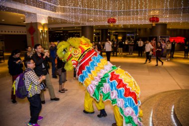 Chinese New Year Tradition show event, shot is selective focus with shallow depth of field. Photo taken on 27 January 2017 at Cairo Egypt