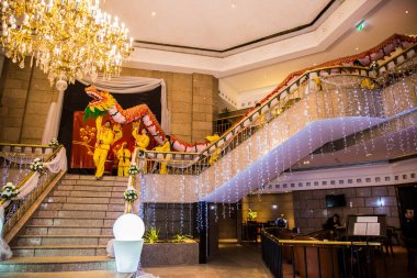 Chinese New Year Tradition show event, shot is selective focus with shallow depth of field. Photo taken on 27 January 2017 at Cairo Egypt