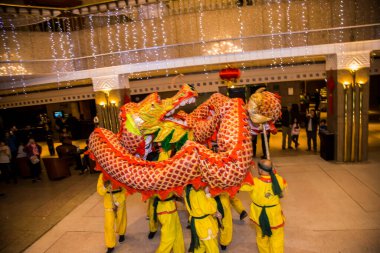 Chinese New Year Tradition show event, shot is selective focus with shallow depth of field. Photo taken on 27 January 2017 at Cairo Egypt