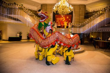 Chinese New Year Tradition show event, shot is selective focus with shallow depth of field. Photo taken on 27 January 2017 at Cairo Egypt