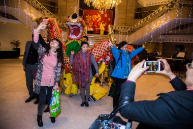 Chinese New Year Tradition show event, shot is selective focus with shallow depth of field. Photo taken on 27 January 2017 at Cairo Egypt