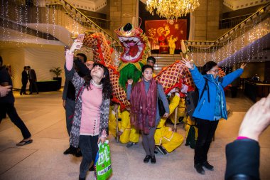 Chinese New Year Tradition show event, shot is selective focus with shallow depth of field. Photo taken on 27 January 2017 at Cairo Egypt