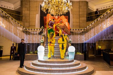 Chinese New Year Tradition show event, shot is selective focus with shallow depth of field. Photo taken on 27 January 2017 at Cairo Egypt