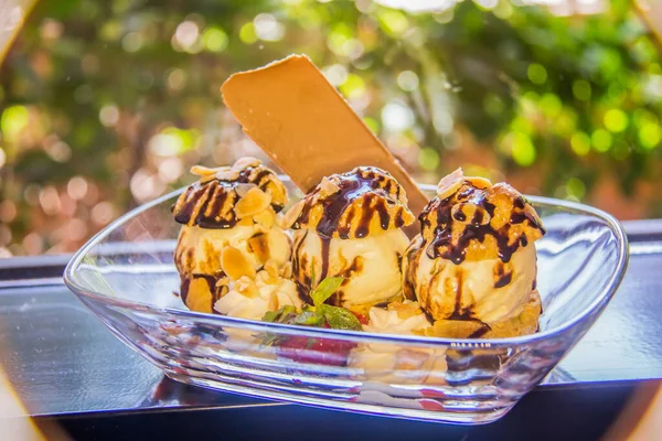Food Photography, ice cream dessert shot, photo is selective focus with shallow depth of field, taken at Cairo Egypt