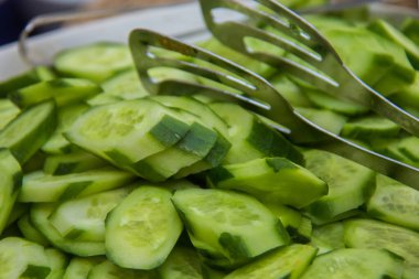 Salatanın yemek fotoğrafçılığı, fotoğraf, sığ alan derinliği ile seçici odak noktası. Kahire 'deki Hilton Oteli' nde çekildi.