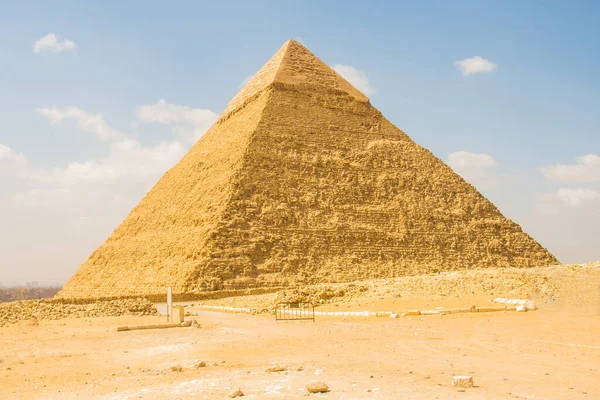Photographie Archéologique Grandes Pyramides Gizeh Pyramide Chephren Photo Est Mise — Photo