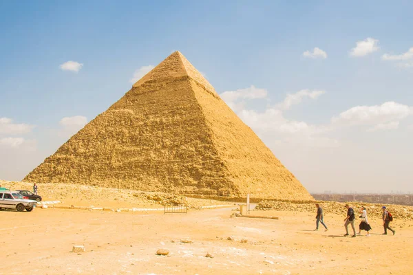 Fotografía Arqueológica Grandes Pirámides Giza Pirámide Chephren Foto Enfoque Selectivo —  Fotos de Stock