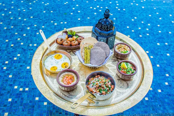 Ramadan Oriental Egyptian food photography for breakfast or lunch or dinner, Photo is selective focus with shallow depth of field. Taken at Cairo Egypt