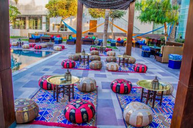 Ramazan çadırı dekorasyon fotoğrafçılığı, fotoğraf seçici odak alan derinliği sığ. Kahire Mısır 'da çekildi