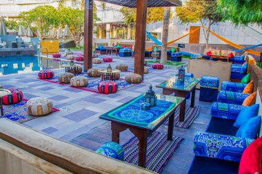 Ramazan çadırı dekorasyon fotoğrafçılığı, fotoğraf seçici odak alan derinliği sığ. Kahire Mısır 'da çekildi