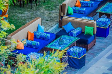 Ramazan çadırı dekorasyon fotoğrafçılığı, fotoğraf seçici odak alan derinliği sığ. Kahire Mısır 'da çekildi