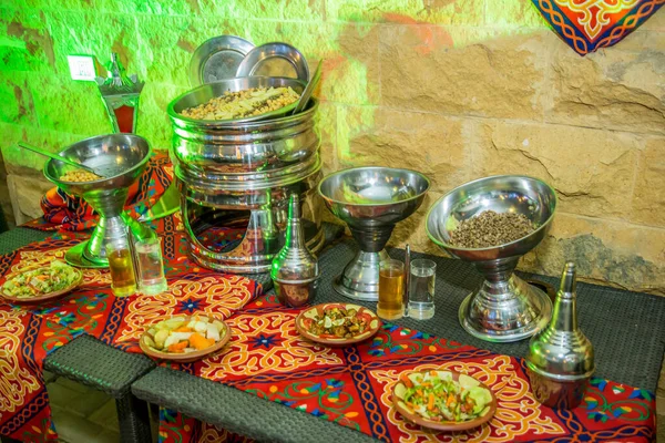 Ramadan Orientalne Egipskie Fotografia Żywności Koshary Jeść Śniadanie Lub Obiad — Zdjęcie stockowe