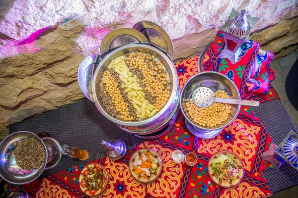 Ramadan Orientale Egiziano Fotografia Cibo Koshary Mangiare Colazione Pranzo Cena — Foto Stock