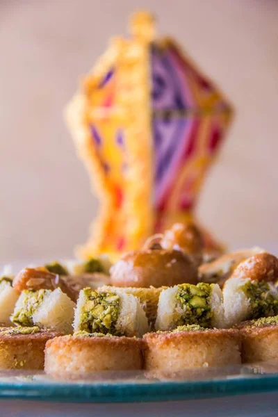 Ramadan Oriental Fotografia Dessert Cibo Foto Messa Fuoco Selettiva Con — Foto Stock