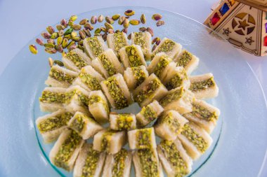 Ramadan Oriental dessert food photography, Photo is selective focus with shallow depth of field. Taken at Cairo Egypt clipart