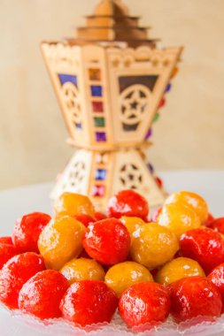 Ramadan Oriental dessert food photography, Photo is selective focus with shallow depth of field. Taken at Cairo Egypt clipart