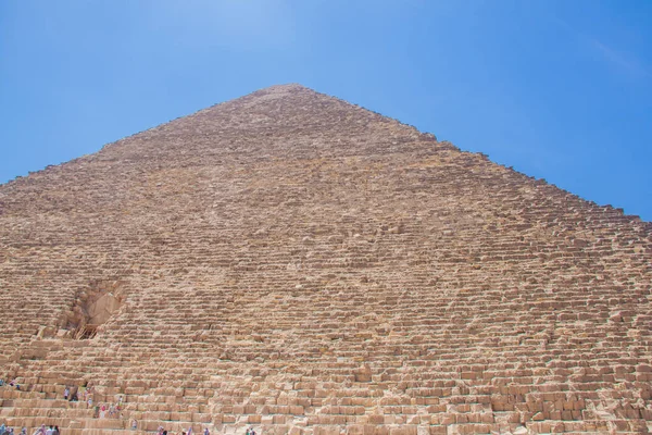 Fotografía Arqueológica Gran Pirámide Giza Pirámide Keops Foto Enfoque Selectivo —  Fotos de Stock