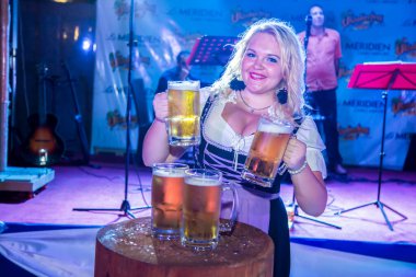 Ekim Festivali için editör fotoğrafı, Eylül ve Ekim aylarında Alman festivali. Fotoğraf, yüzeysel alan derinliğiyle seçici bir odak noktasıdır. Fotoğraf 13 Ekim 2016 'da Kahire Mısır' da çekildi.