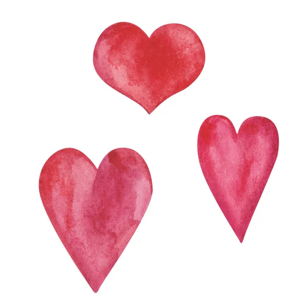 Aquarell Illustration Eines Handbemalten Roten Herzens Mit Einem Auf Weiß — Stockfoto