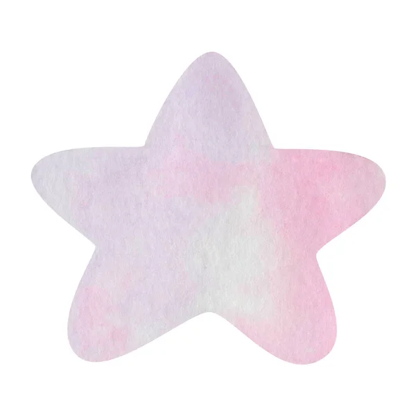 Акварельная Иллюстрация Раскрашенная Вручную Звезда Круглыми Краями Нежных Розовых Фиолетовых — стоковое фото