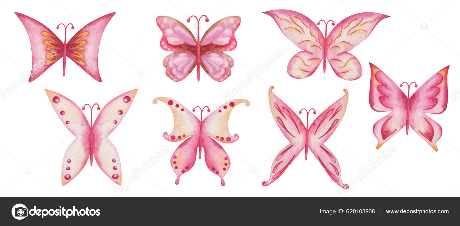 색깔로 분홍색 노란색 나비가 날개를 펼치고 날아다니는 곤충의 나방이죠 포스터등을 — 스톡 사진 © OlgaSidelnikova  #620103908, image size:1600x786