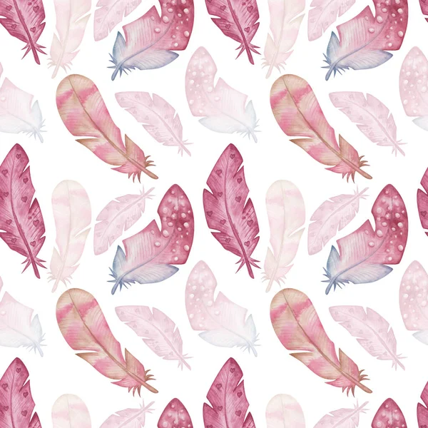 Watercolor Seamless Pattern Hand Painted Illustration Pink Blue Brown Wild — Stockfoto