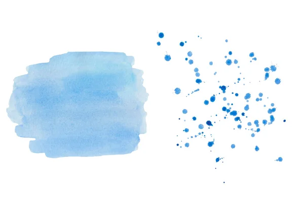 Aquarel Illustratie Van Hand Geschilderde Blauwe Borstel Vlek Vlek Spray — Stockfoto