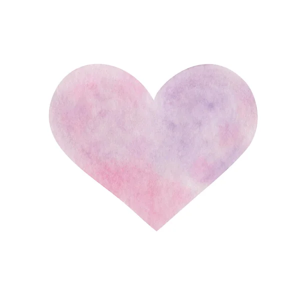 Aquarell Illustration Eines Handbemalten Rosafarbenen Herzens Mit Farbverlauf Isoliert Auf — Stockfoto
