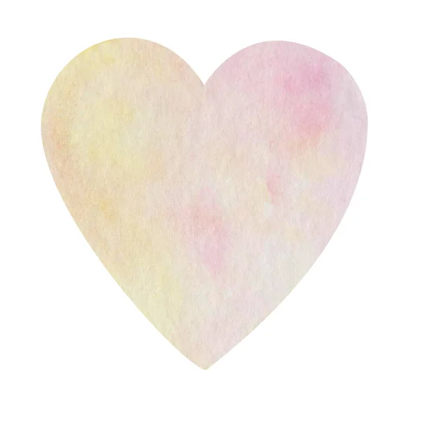 Aquarell Illustration Eines Handbemalten Rosa Und Gelben Herzens Isoliert Auf — Stockfoto
