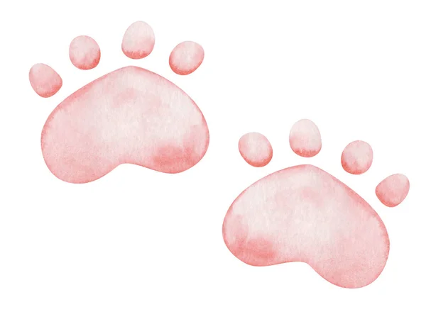 일러스트 손에는 고양이 강아지 인형의 분홍색 자국을 그렸습니다 자국이야 고양이 — 스톡 사진