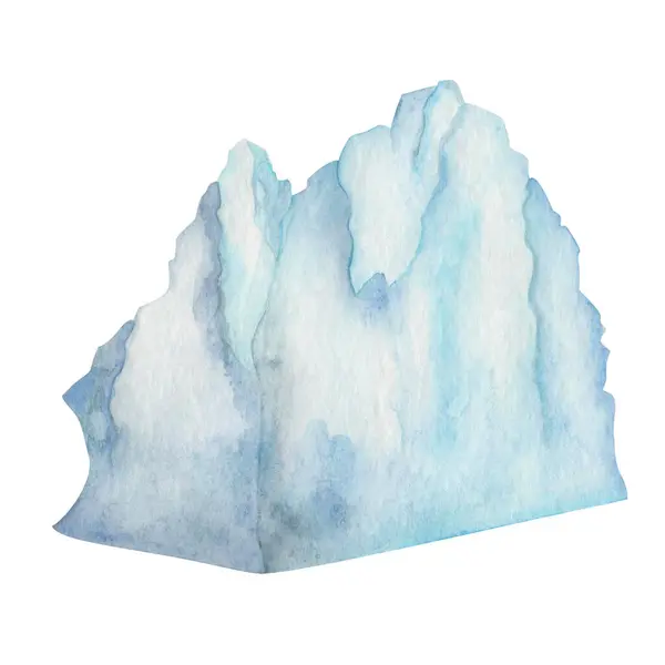 Illustrazione Acquerello Pittura Mano Grande Iceberg Blu Bianco Ghiaccio Galleggiante — Foto Stock