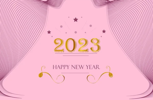 Luxusní Banner Pro Nový Rok 2023 Růžovém Pozadí Zlatými Prvky — Stockový vektor