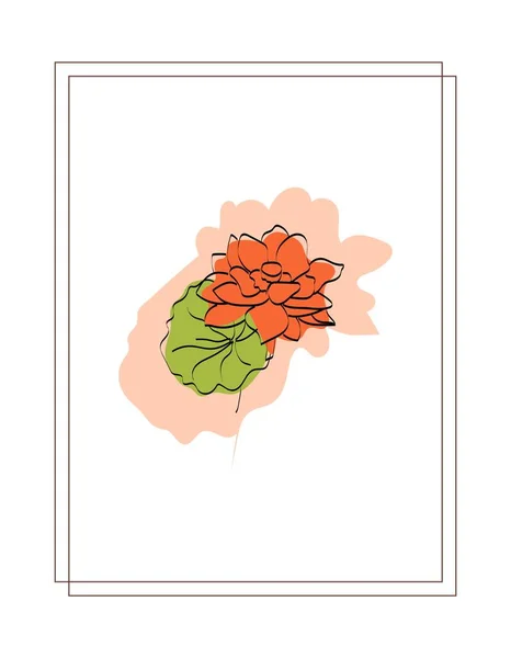 Malovaný Lotosový Květ Listem Stylu Trendové Umělecké Linie Stylizovaná Ilustrace — Stockový vektor