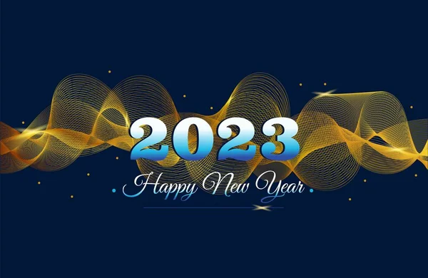 Luxusní Banner Pro Nový Rok 2023 Tmavém Pozadí Zlatými Abstraktními — Stockový vektor