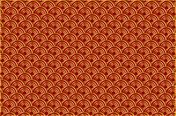 Luxuriöse Goldene Textur Chinesische Abstrakte Wellen Auf Rotem Hintergrund Vektorgrafik — Stockvektor