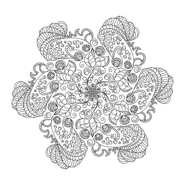 Mandala Fantastique Pour Livre Colorier Illustration Noir Blanc Dessinée Main — Image vectorielle