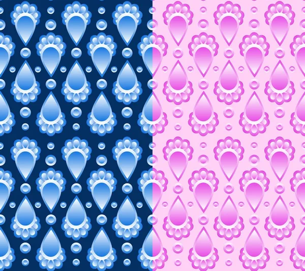 Nahtloses Muster Mit Tropfen Auf Blauem Und Rosa Hintergrund Textur — Stockvektor