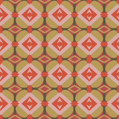 Soyut geometrik dikişsiz desen süsü. Arkaplan tasarımı, duvar kağıdı, kumaş, baskı, dekoratif unsur. Etnik tarzda modern trend, boho. Vektör illüstrasyonu. 
