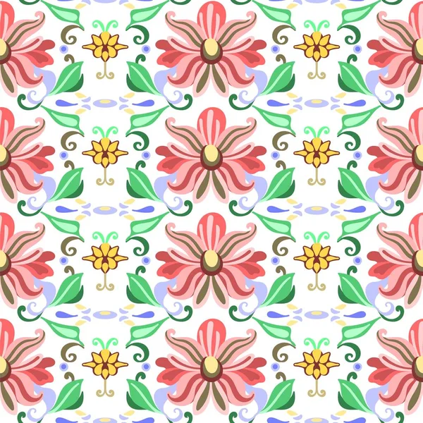 Seamless Floral Pattern Art Deco Boho Ornament Decretive Abstract Flowers — Stock Vector