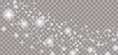 Şeffaf arka planda izole edilmiş ışıltılı toz bulutu. Stardust 'ın parlak arka planı. Parlayan dumanlar ya da sıçramalar. Vektör çizimi. İzole edilmiş element dekoratif tasarımı.
