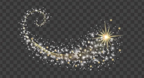 Λευκές Σπίθες Και Χρυσά Αστέρια Λάμπουν Ειδικό Φως Επίδραση Διαφανές — Διανυσματικό Αρχείο