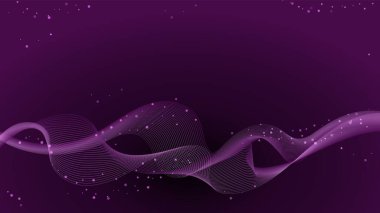 Garanti dalgaları ve yıldız tozuyla soyut mor arkaplan. Şablon afişi, poster, harita, duvar kağıdı. Metin için boşluğu olan vektör illüstrasyonu. 