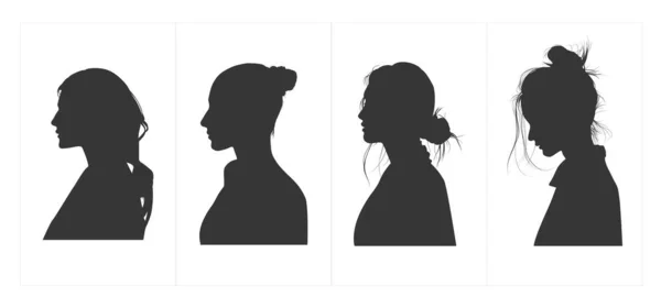 Vektorsilhouette Seitenansicht Des Frauenkopfes Silhouette Menschen Seitenansicht Frauenfrisuren Frauenfrisuren Silhouette — Stockvektor