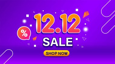 Satışlar 12.12. Satış konsepti tasarımı Aralık 'ta, özel 12.12 satış, 12 Aralık. Aralık 'ta yıl sonu kutlama günü için satış konsepti tasarımı. Yeni yıl kutlaması. Ulusal alışveriş günü kutlaması
