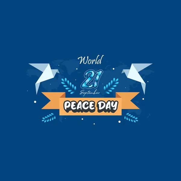 世界平和デー 抽象的な鳩のデザインの装飾と平和の日のお祝い — ストックベクタ