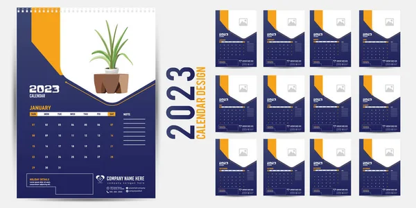 Wall Calendar 2023 Creative Design Simple Monthly Vertical Date Layout — Stock Vector