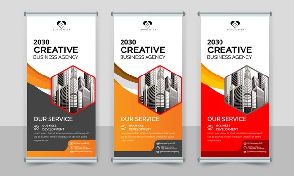 Креативный Бизнес Сворачивает Баннерный Дизайн Standee Design Banner Corporate Digital Стоковая Иллюстрация