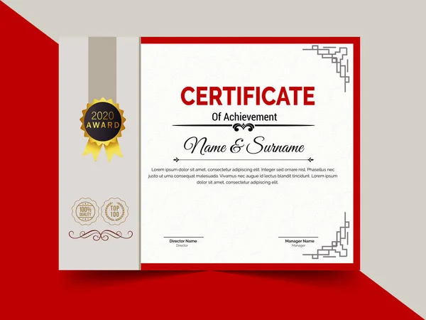 Современный Сертификат Дизайна Шаблона Достижений Роскошный Элегантный Синий Золотой Диплом — стоковый вектор