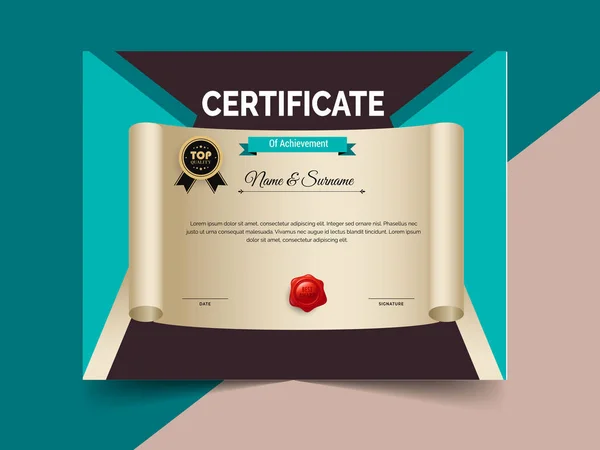 Certificado Moderno Diseño Plantilla Logro Diploma Lujo Elegante Azul Oro — Archivo Imágenes Vectoriales